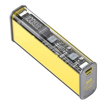 DIY Power Bank Case 100 Вт с USB TYPE C Двухсторонняя Плата Быстрой Зарядки Powerbank Case Suit 18650/21700 Чехол для аккумулятора Желтый