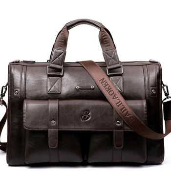 Деловая кожаная мужская сумка Роскошная дорожная сумка-тоут, портфель большой емкости, мужская сумка для ноутбука, офисная сумка через плечо, мессенджер