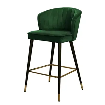 Современный барный стул из нержавеющей стали, деревянная ножка, бархатная ткань, современный барный стул для барного стола из Китая