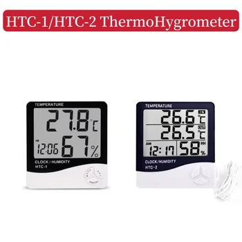ЖК-цифровой измеритель температуры и влажности HTC-1 HTC-2 Домашний гигрометр для помещений и улицы, термометр, метеостанция с часами