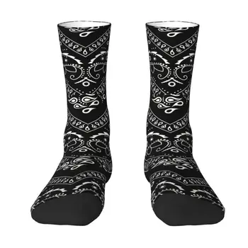 Носки с рисунком черной банданы в стиле Харадзюку, женские мужские теплые баскетбольные спортивные носки в стиле Пейсли с 3D-печатью