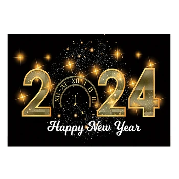 2024 Новый год, фоны для фотосъемки 210x150 см, фоны для украшения вечеринок с золотым блеском цвета шампанского, ткань для фотосъемки