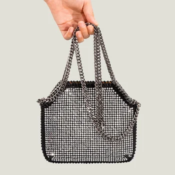Текстурная сумочка со стразами, бриллиантовая сумка на плечо для ужина, женская роскошная сумка-мессенджер с бриллиантами, женская кожаная