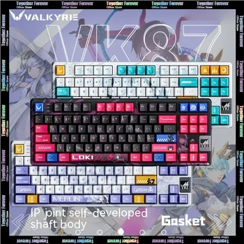 Клавиатура VALKYRIE VK87 Механический цветной TFT-экран, беспроводная игровая клавиатура с тремя режимами горячей замены, 87 клавиш, прокладка, аксессуары для геймеров
