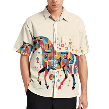 Хип-хоп Персонализированные рубашки с 3D принтом Лошади для мужчин, одежда с изображением забавных животных, Мужские блузки, Гавайские повседневные пляжные рубашки, Топы