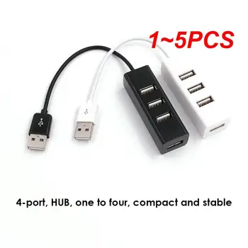 1-5 шт. 4-Портовый USB-концентратор Mini USB Spliter Hub Адаптер Черный Высокоскоростной концентратор USB 2.0 Адаптер для ПК Компьютерные аксессуары