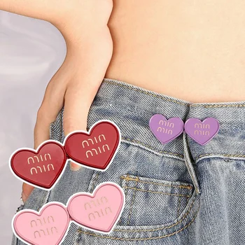 1 шт. многоразовые металлические пуговицы сердце защелкой брюки контактный выдвижной кнопка шить-на пряжки джинсы идеально подходят уменьшения талии
