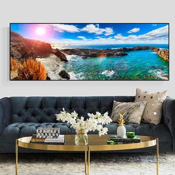 Большая Алмазная картина 5D своими руками Пейзаж Греческий пляж Закат Природа Горы Алмазная вышивка Гостиная Спальня Настенное искусство X950