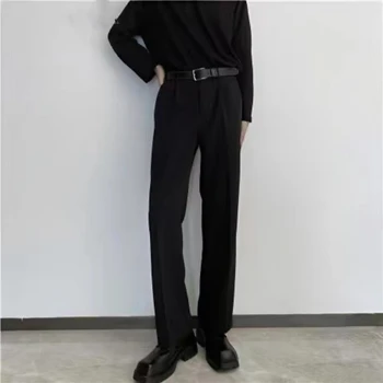 2023 Мужские прямые брюки для делового костюма свободного кроя, модные повседневные брюки высокого качества, популярные брюки черного цвета
