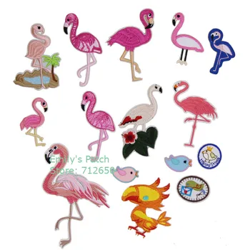 CPAM Доставка 10 шт Птицы фламинго Вышитая нашивка с железным Мотивом Аппликация Одежда шляпа сумка декор для обуви аксессуары для вышивки