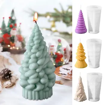 Форма для рождественской елки и свечей, уникальная 3D спиральная силиконовая форма для дерева, Форма для свечей ручной работы, Литье из смолы, Рождественский воск, товары для дома