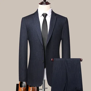 Бутик (Блейзер + брюки) Модный джентльменский удобный повседневный микроэластичный свадебный деловой облегающий карьерный комплект из 2 предметов