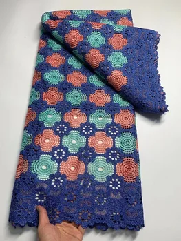Кружевная ткань с гипюровым шнуром в африканских цветах 2023, горячая распродажа, водорастворимая кружевная ткань с нигерийскими камнями для женских свадебных платьев