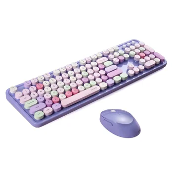 Беспроводная бесшумная игровая клавиатура и мышь 2.4 G, клавиатура с круглой клавиатурой, игровая мышь для Macbook, клавиатура для ПК, геймерский компьютер, клавиатура для ноутбука