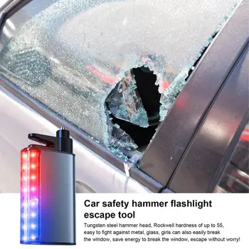 Автомобильный молоток безопасности, фонарик, инструмент для побега, автомобильный стеклоподъемник с резаком для ремней безопасности, быстрый автоматический побег, мощный молоток