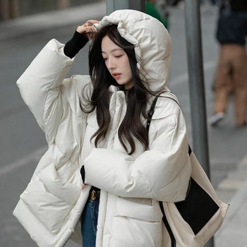 Зимнее новое пуховое хлопчатобумажное пальто, женское пальто, Ветрозащитное Теплое Свободное хлопчатобумажное пальто с капюшоном, женские парки, пальто Snowfield
