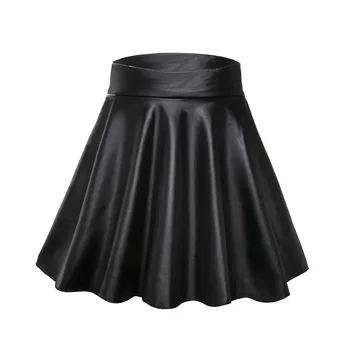 Эластичная мини-юбка с высокой талией, женские юбки из искусственной кожи