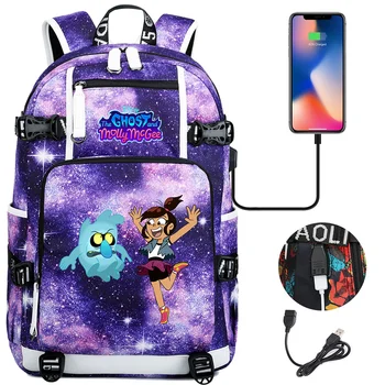 Школьный рюкзак Disney The Ghost И Molly Mcgee, женская и мужская дорожная сумка для ноутбука, большой водонепроницаемый USB-рюкзак для зарядки Mochila