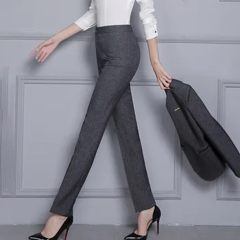 Женские официальные брюки S-5XL для офисных леди, деловая работа, Осень-зима 2022, прямые брюки, черные брюки, женская одежда 4XL, женская одежда