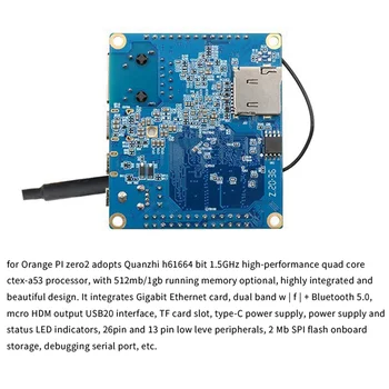 Для Orange Pi Zero2 Allwinner H616 1 ГБ оперативной памяти DDR3 Плата разработки + Чехол + Видеокабель + Карта расширения + Адаптер питания (ЕС