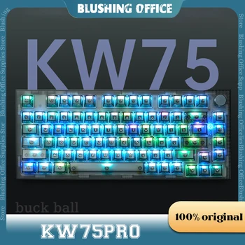Механическая игровая клавиатура Reccazr KW75 Pro Беспроводная Bluetooth Прозрачная 3-режимная прокладка Rgb подсветки PBT Keycap Gamer Keyboard