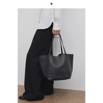 Модная сумка-тоут из мягкой кожи в стиле ретро, простая повседневная портативная сумка через плечо большой емкости для женщин, новинка лета 2023 г.