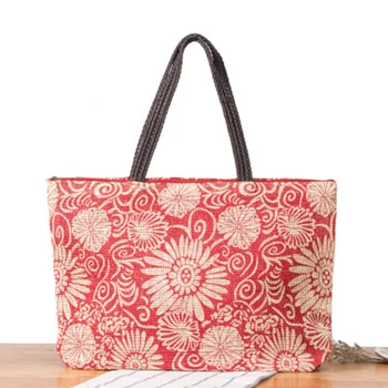 Простая и универсальная пляжная сумка большой емкости в европейском и американском стиле, повседневная соломенная сумка на одно плечо, летняя праздничная тканая сумка