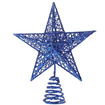 Рождественская Елка Топпер Звезда Блестящее Железо Искусство Полый Орнамент На Верхушке Дерева Веселые Рождественские Украшения Рождественская Елка Home Navidad