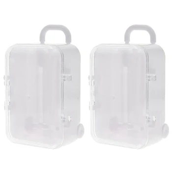 2X Белый Мини-дорожный чемодан на роликах Коробка конфет Индивидуальность Креативная Свадебная коробка конфет