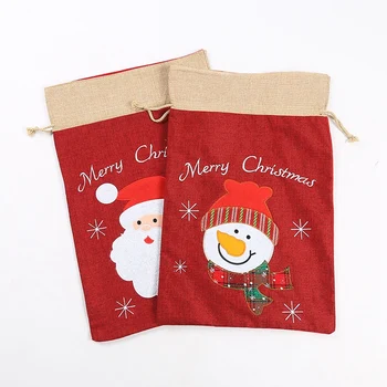 Рождественский мешок и подарочные пакеты, рождественский мешок Санта-Клауса, Подарочный пакет на Рождество, Мешок Санта-Клауса со шнурком, Рождественский мешок