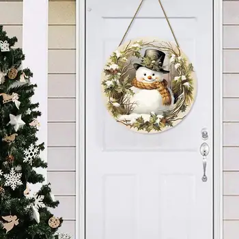 Рождественские деревянные гобелены, Дверные таблички, Новое рождественское украшение стен гостиной, деревянная подвесная вывеска, карликовая снежинка, добро пожаловать на дверь