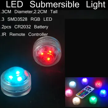 Новый 10 шт./лот, многоцветный погружной светодиодный светильник RGB с дистанционным управлением для свадебных рождественских украшений