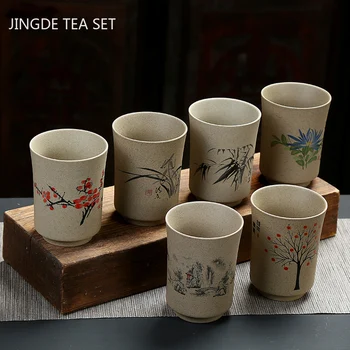 Китайская керамическая чайная чашка, Большая керамическая матовая чайная чаша, Кофейная чашка для домашнего офиса, Бутик чайных принадлежностей, Аксессуары для чайных принадлежностей для путешествий
