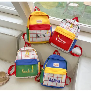 Персонализированный рюкзак для детского сада, модный цветной рюкзак в стиле пэчворк для мальчиков и девочек, сумка большой емкости, рюкзак для отдыха