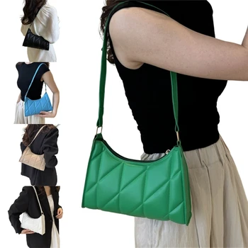 Стеганая сумка для подмышек, универсальная однотонная сумка-тоут, кожаная сумка через плечо большой емкости для женщин, сумка для подмышек для девочек