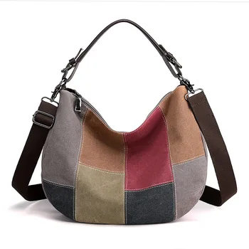 Новая сумка в стиле ретро, модная женская сумка через плечо 2021 года, большая вместительная холщовая сумка контрастного цвета, женская сумка