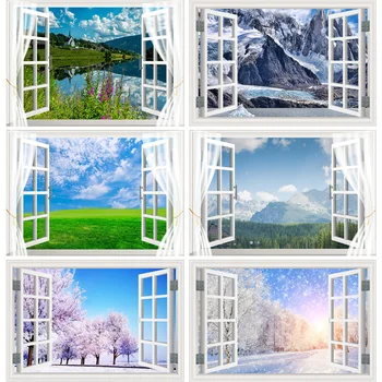 За окном Природные пейзажи Фон для фотосъемки Украшения в помещении Фотофоны Студийный Реквизит 22523 CHFJ-10