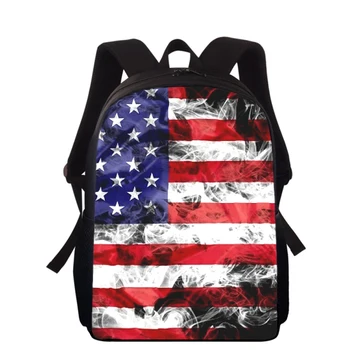 Рюкзак с американским флагом США, 3D-принт, детские сумки для школьных книг, 16-дюймовый рюкзак с двойными плечами, сумка для ноутбука большой емкости