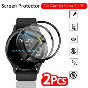 2шт Мягкое Защитное Стекло Для Garmin Venu 3 3S 9D Изогнутая Защитная Пленка Для Экрана Garmin Venu 3 S Venu3 Smartwatch Гибкие Пленки
