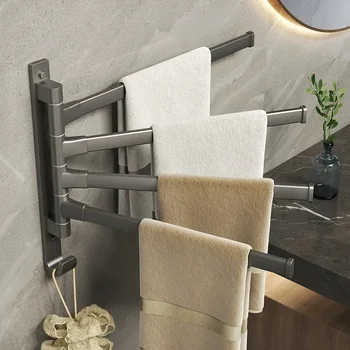 5-полюсная Поворотная вешалка для полотенец на 180 градусов, Металлический держатель для полотенец в ванной, Вешалка для полотенец в туалете, Вешалка для полотенец в общежитии, Установка сверления стен
