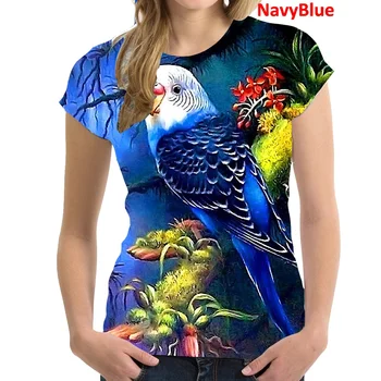 2022 Новая Модная Женская футболка с принтом Попугая С Коротким рукавом XS-4XL, Повседневная футболка Большого размера, Мягкий Топ С Принтом