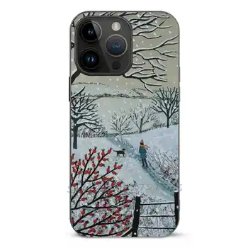 Волоконный Чехол Snowy Walk Для Apple Iphone 14 13 12 Mini 11 Pro Max Xr 8 7 Plus, Черный Чехол Для телефона, Зимняя Сцена, Зимний Пейзаж