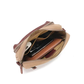Простая повседневная сумка-мессенджер Легкая и мягкая сумка через плечо из холста с контрастной кожей маленькая сумка-мессенджер Универсальная сумка-мессенджер