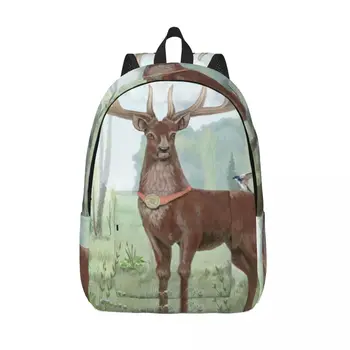 Студенческая сумка Олень, стоящий в лесу с рогами Птицы Рюкзак Родитель-ребенок Легкий рюкзак Пара Сумка для ноутбука