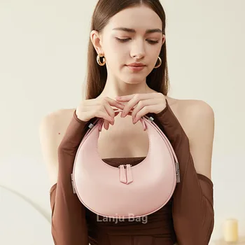 2023 Новая женская сумка Роскошная кожаная сумка в виде полумесяца под мышками, Оригинальная дизайнерская полукруглая сумка на одно плечо