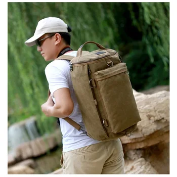 Холщовый рюкзак, мужская многофункциональная дорожная сумка, школьный рюкзак большой емкости, переносная сумка через плечо для кемпинга на открытом воздухе