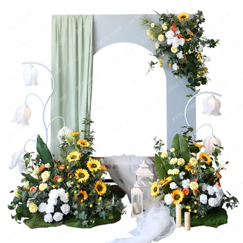 Набор цветочных макетов подсолнухов для фотосессии невесты в зоне приветствия Фоновый реквизит Цветочная композиция Искусственный цветок Поддельный цветок