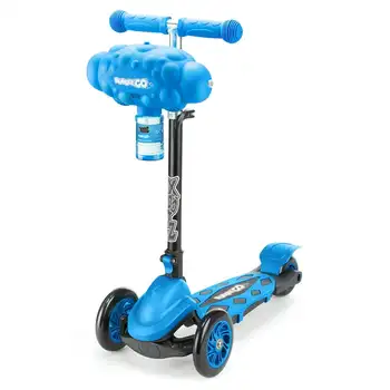 Xootz Bubble Scooter Blue - Складной Трехколесный самокат с Пузырьковой машиной, возможностью наклона и поворота, ручкой с регулируемой высотой, включает 