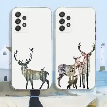 Креативный Абстрактный Чехол Для Телефона Deer Forest Samsung S22 S30 S21 S20 S9 S10E Ultra Fe Lite Plus Прозрачная Пара Оболочек