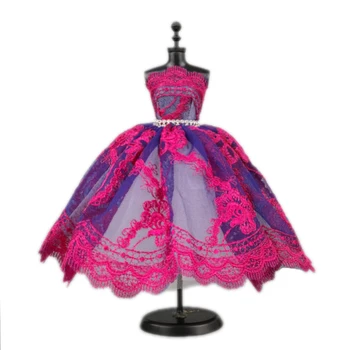 Фиолетовое балетное платье-пачка для куклы Барби, аксессуары для кукол 1/6, одежда для танцев со стразами, вечернее платье с 3-слойной юбкой.